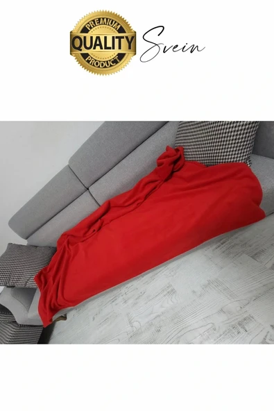 180x210 cm 2 Kişilik Sıcacık Kışlık Polar Yumuşak Rahat Konforlu Kırmızı Renk Hafif TV Battaniyesi - 4