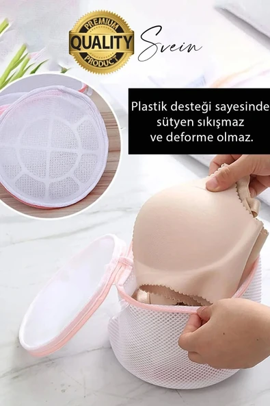 Premium 2 Adet İç Çamaşır Sütyen Yıkama Filesi Fermuarlı Yırtılmaz Çorap Temizlik Torbası Dayanıklı - 5