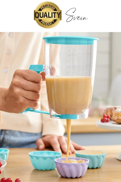 Pankek Hamur Porsiyonlayıcı Ölçülü Akıtma Dağıtıcı Krep Yapma Puding Muffin 900 ml Ölçekli Aparatı - 5