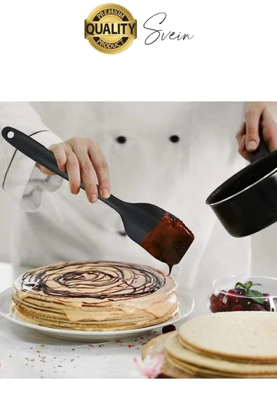 6 Parça Silikon Spatula Fırça Kaşık Bıçak Yemek Hazırlık Pasta Mutfak Seti Yanmaz Yapışmaz Siyah - 4