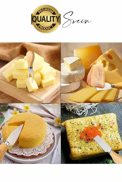 Bambu Saplı 4'lü Mini Şarküteri Bıçakları Servis Sunumluk Peynir ve Ekmek Kesimi İçin Spatula Seti - 5