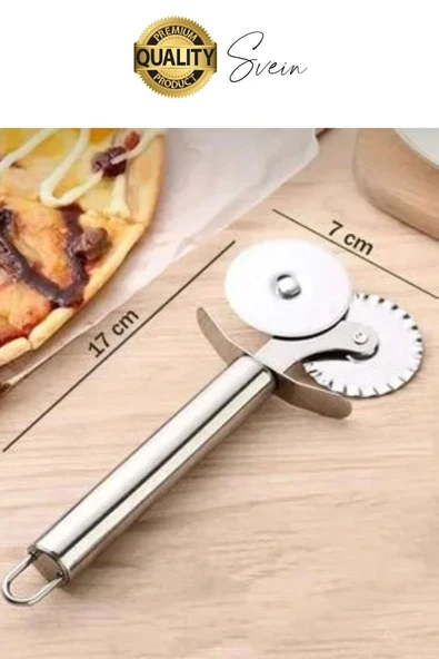 Paslanmaz Yüksek Kaliteli Uzun Ömürlü Çift Taraflı Hamur Pizza Börek Kesme Bıçağı Duvara Asılabilir - 3