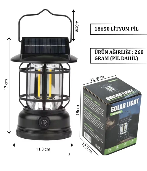 PR-7900 Güneş Enerjili Şarj Edilebilir Kamp Lambası Retro Işığı Ayarlanabilir Işıldak 10W - 3