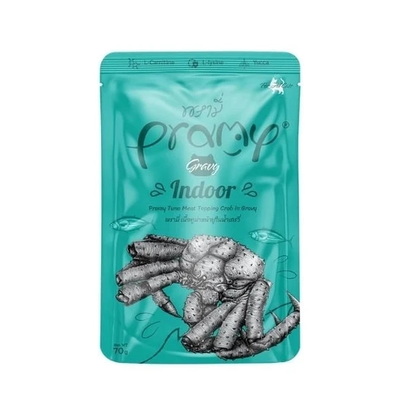 Pramy Indoor Sos İçinde Yengeçli ve Ton Balıklı Pouch Yetişkin Konserve Kedi Maması 70 Gr