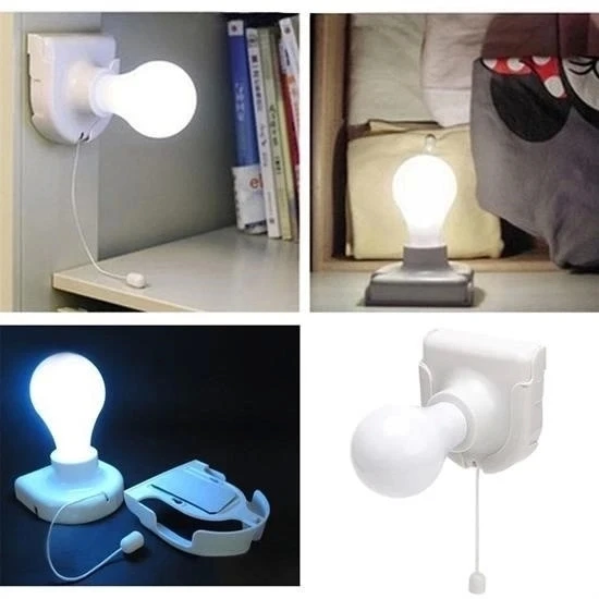 Pratik Pilli Aç Kapa İpli Çek Yak Taşınabilir Led Ampül Lamba - 7