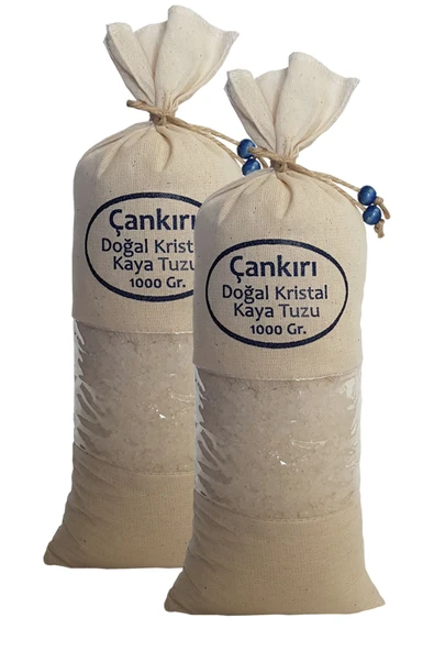 Çankırı Tuzu 2 Kg. (1KG.X2AD.) Bez Torbada Iri Taneli Çankırı Tuz Kristal Kaya Tuzu Orijinal Çankırı