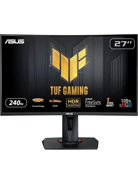 ASUS Tuf Gaming VG27VQM 27" 240HZ 1ms(mprt) ( Dp HDMI 2xusb 3.2 Gen 1 Type-A ) Elmb Sync + Freesync Premium 1920X1080 Va Kavisli Gaming Monitör