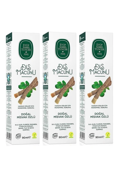 Eyüp Sabri Tuncer Diş Macunu 90 ml - Doğal Misvak Özlü (3 Adet)