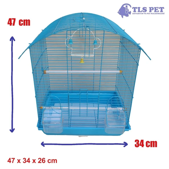 Tls Pet Muhabbet Kuşu Kafesi İki Kapılı Renkli 47 x 34 x 26 Cm - 3