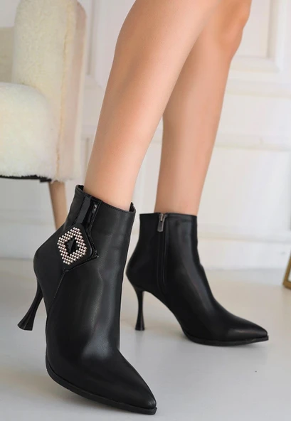 Moose Siyah Cilt Topuklu Bot - 7