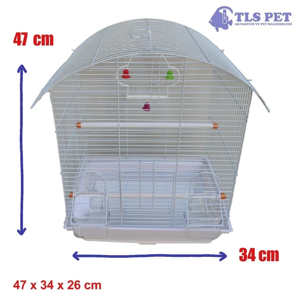 Tls Pet Muhabbet Kuşu Kafesi İki Kapılı Renkli 47 x 34 x 26 Cm - 5