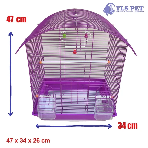 Tls Pet Muhabbet Kuşu Kafesi İki Kapılı Renkli 47 x 34 x 26 Cm - 4