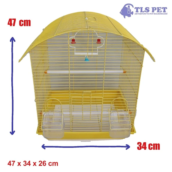 Tls Pet Muhabbet Kuşu Kafesi İki Kapılı Renkli 47 x 34 x 26 Cm - 6