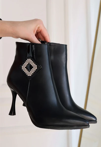 Moose Siyah Cilt Topuklu Bot - 6