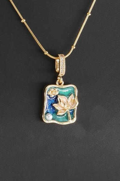 Kadın 316 L Çelik Vip Seri Antialerjik  Zirkon Taşlı Mineli  Yılan Zincir Kolye ( 45cm +7 cm uzatma ) - Resim 3