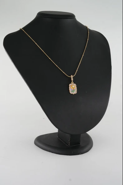 Kadın 316 L Çelik Vip Seri Antialerjik  Zirkon Taşlı Mineli  Yılan Zincir Kolye ( 45cm +7 cm uzatma ) - Resim 4