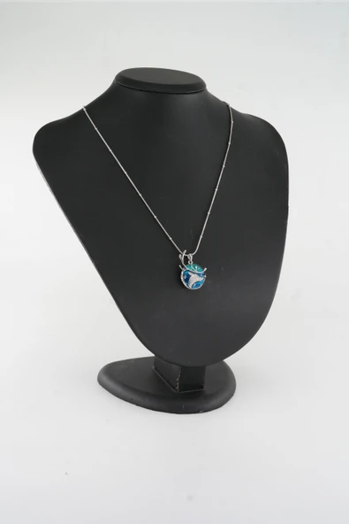 Kadın 316 L Çelik Vip Seri Antialerjik  Zirkon Taşlı Mineli  Yılan Zincir Kolye ( 45cm +7 cm uzatma ) - Resim 5