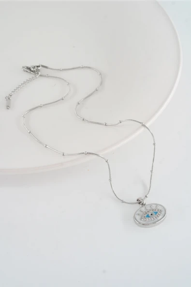 Kadın 316 L Çelik Vip Seri Antialerjik  Zirkon Taşlı Mineli  Yılan Zincir Kolye ( 45cm +7 cm uzatma ) - Resim 2