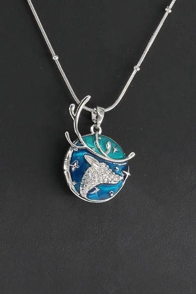 Kadın 316 L Çelik Vip Seri Antialerjik  Zirkon Taşlı Mineli  Yılan Zincir Kolye ( 45cm +7 cm uzatma ) - Resim 4