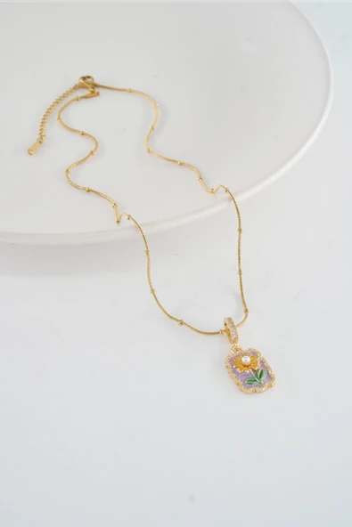 Kadın 316 L Çelik Vip Seri Antialerjik  Zirkon Taşlı Mineli  Yılan Zincir Kolye ( 45cm +7 cm uzatma ) - Resim 2