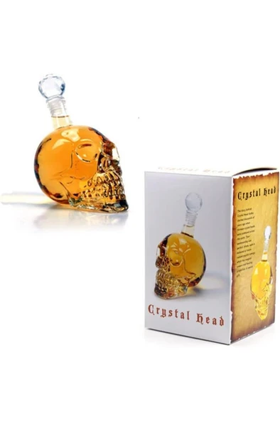 550 ml Kuru Kafa Cam Şişe Viski Likör Şarap Hediyelik Karaf Kafatası Tasarım Hediye Karafı Şişesi - 5