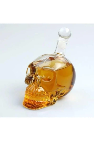 550 ml Kuru Kafa Cam Şişe Viski Likör Şarap Hediyelik Karaf Kafatası Tasarım Hediye Karafı Şişesi - 3