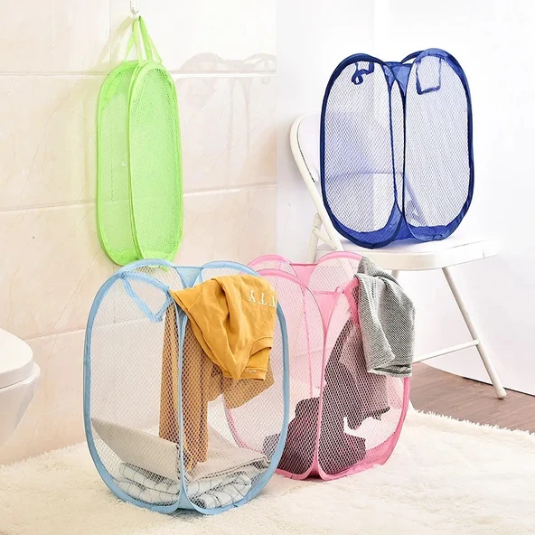 KatlanırXL Boy Oyuncak Filesi Çamaşır Sepeti Çok amaçlı Kirli Sepeti - 3