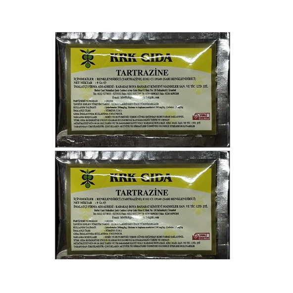 Gıda Boyası Toz Sarı Renklendirici 9 Gr 2 Adet
