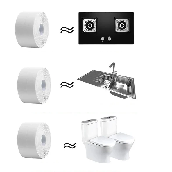 1 Adet Banyo Mutfak Lavabo Küvet Su Sızdırmaz Kenar Bant Sıvı Geçirmez 3.2 Metre - 5