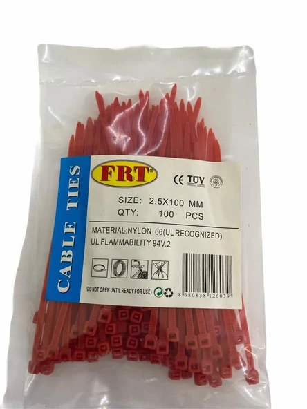 FRT Kırmızı 2,5x100 Kablo Bağı - 2