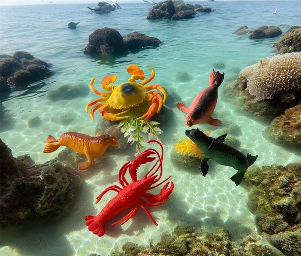 5 Parça Okyanus Hayvan Seti Büyük Boy(8-10cm)