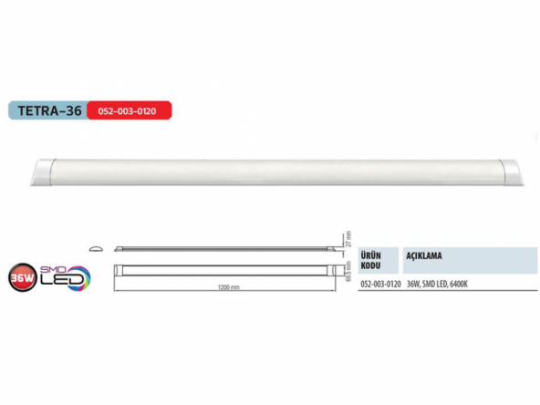 Horoz Tetra-36 Smd Led 36 Watt Beyaz Işık Armatür Duvar Ve Mutfak