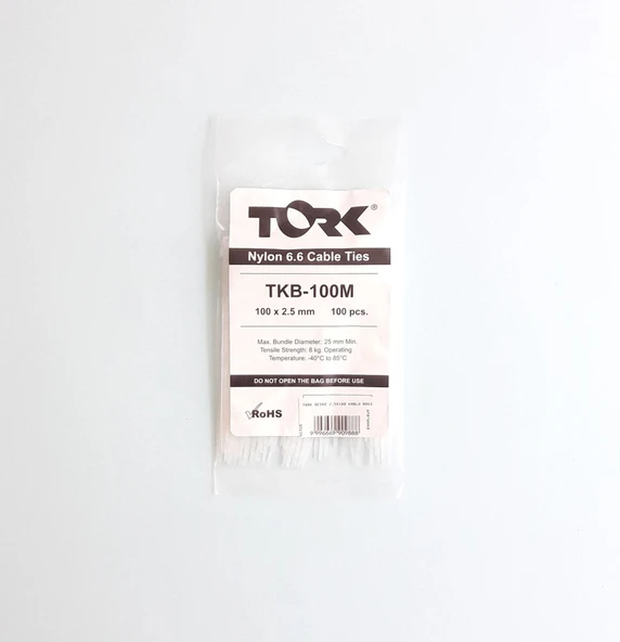 Tork Beyaz Kablo Bağı 2,5X100 - 5