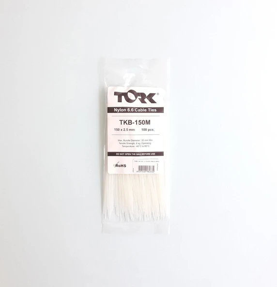 Tork Beyaz Kablo Bağı 2,5X150 - 9