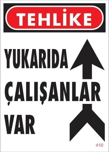 Yukarıda Çalışanlar Var Uyarı Levhası 25x35 KOD: 410 - 5