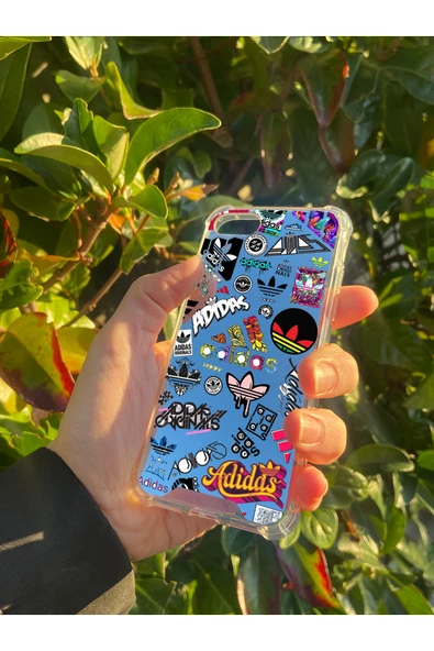 İphone SE 2022 Uyumlu Aynalı Adidas Desenli Darbe Kamera Korumalı Silikon Telefon Kılıfı