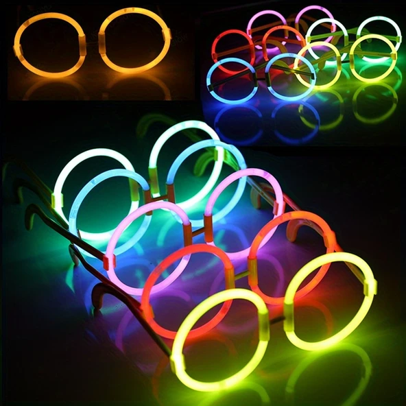 4 ADET VIP DELUXE YUVARLAK GLOW GÖZLÜK NEON GÖZLÜK IŞIKLI GÖZLÜK FOSFOR GÖZLÜK GLOW STİCK GÖZLÜK