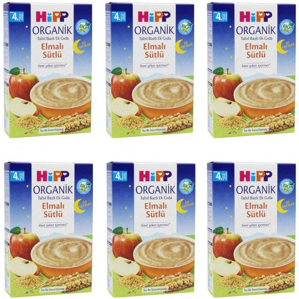 Hipp Organik İyi Geceler Elmalı Sütlü 4+ Ay Kaşık Maması 250 gr 6 ADET