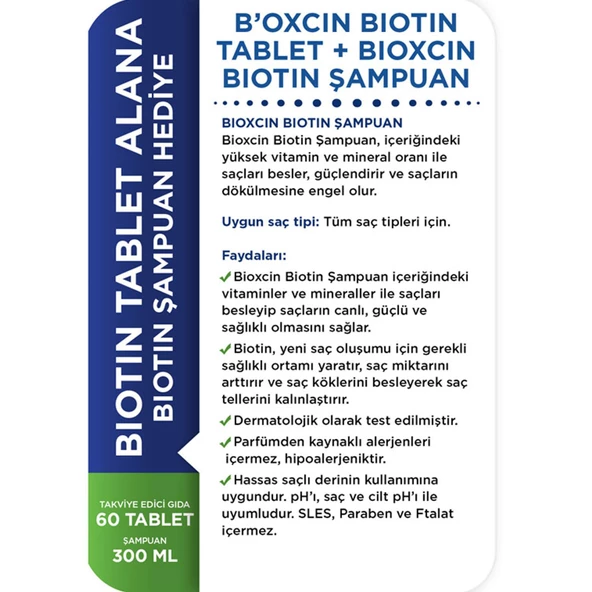 Bioxcin Biotin 5000 Mcg 60 Tablet + Biotin Şampuan 300 ml - 3
