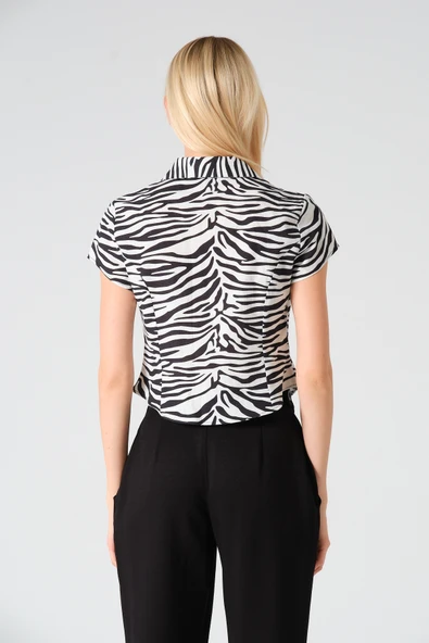 Polo Yaka Crop Kısa Kol Gömlek - 10