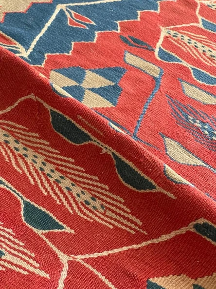 163x110 cm El Dokuma Bohem Stili Türk Kilim, Çiçek Motifli Vintage Kilim, Canlı Renkli Harika Kondisyonlu Kilim - 5