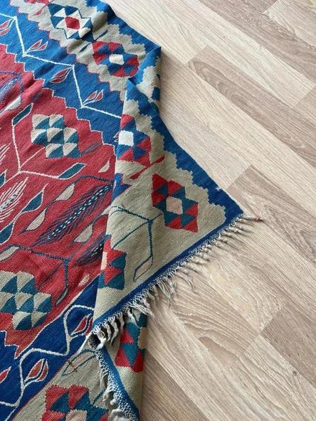 163x110 cm El Dokuma Bohem Stili Türk Kilim, Çiçek Motifli Vintage Kilim, Canlı Renkli Harika Kondisyonlu Kilim - 9