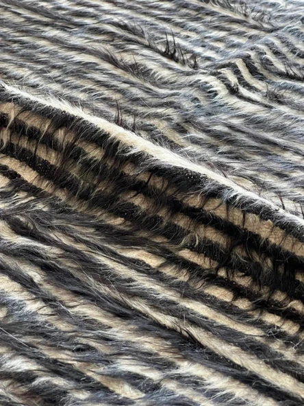 125x190 cm El Dokuma Siyah Beyaz Yün Kilim, Çizgili Motifli Modern Nostaljik Kilim, Şık ve Yumuşak Harika Halı - 6