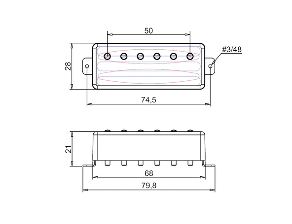 ARTEC Mini LP Series MVDC Ceramic Bar Magnet Bridge Humbucker Manyetik CR-B - Resim 3