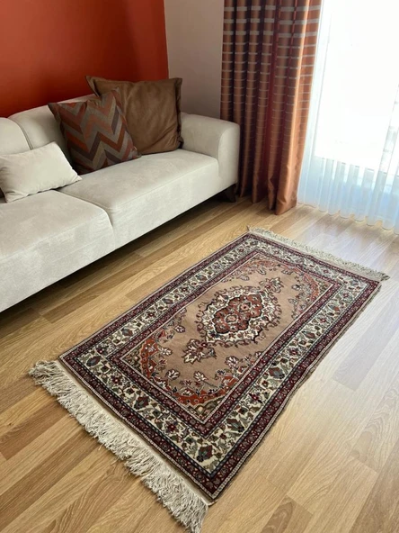 90x143 cm Antika Türk Çiçekli Halı, Kahverengi Yün Halı, 40 Yıllık El Dokuma Kilim, Boho Stili Harika Halı - 2