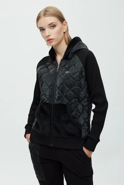 Daido Kapüşonlu Oversize Minimalist Kadın Mont - Kışlık, Günlük, Spor - 2