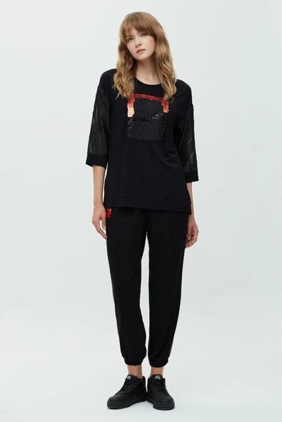 Daido Oversize Minimalist 3/4 Kol Kadın T-Shirt - Rahat ve Şık