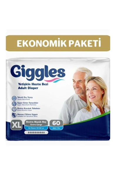 GİGGLES Yetişkin Bel Bantlı Hasta Bezi Extralarge 60 Adet