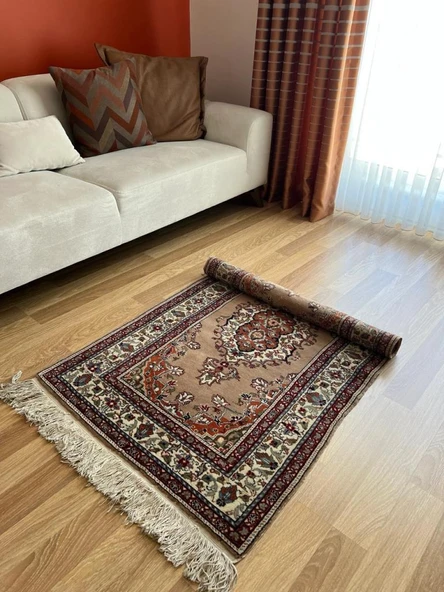 90x143 cm Antika Türk Çiçekli Halı, Kahverengi Yün Halı, 40 Yıllık El Dokuma Kilim, Boho Stili Harika Halı - 8
