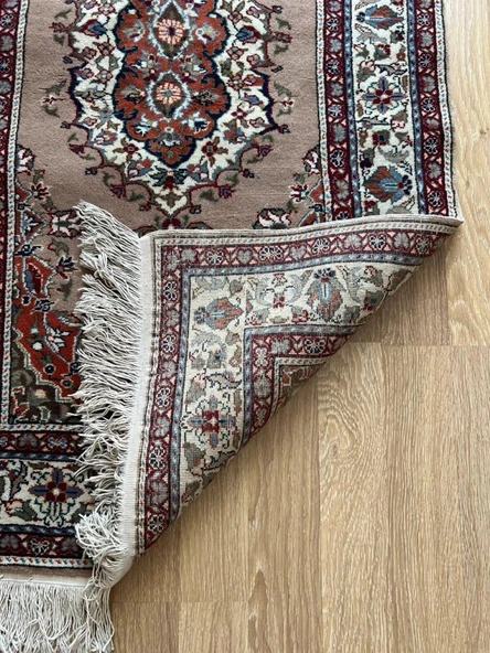 90x143 cm Antika Türk Çiçekli Halı, Kahverengi Yün Halı, 40 Yıllık El Dokuma Kilim, Boho Stili Harika Halı - 4